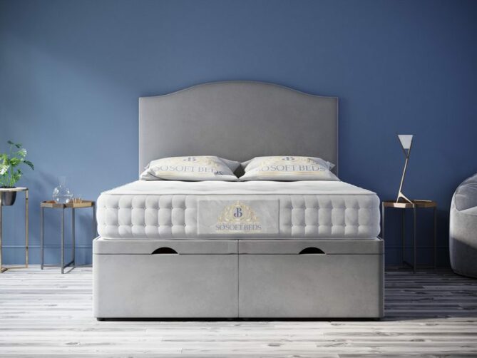 Majestic Ottoman Bed Art Deco Headboard With Optional Mattress - Ottoman Beds 