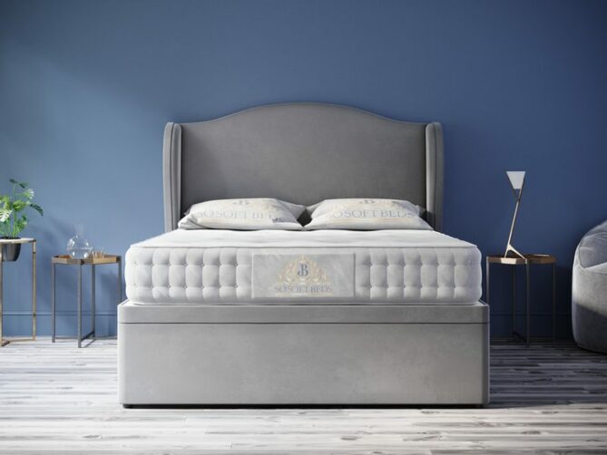 Majestic Ottoman Bed Wingback Headboard With Optional Mattress - Ottoman Beds 