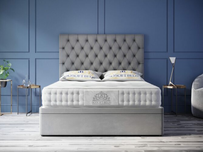 Ottoman Storage Bed Tall Wide Chesterfield Headboard
