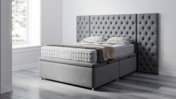 Ottoman Storage Bed Tall Wide Chesterfield Headboard