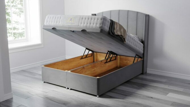 Deacon Wingback Ottoman Bed With Optional Mattress