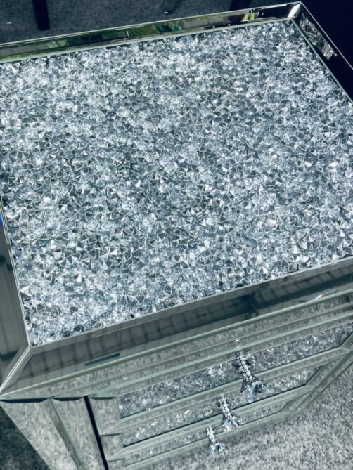 Crushed Mirror Design Bed Side Cabinet