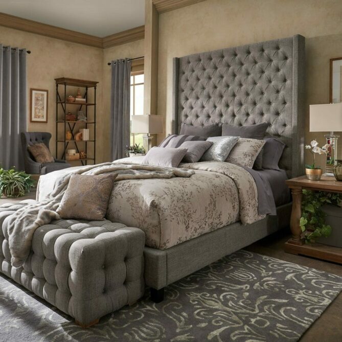 California Dreams Tall Chesterfield Wingback with optional Mattress-Ottoman Beds