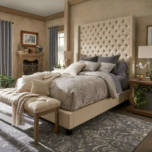 California Dreams Tall Chesterfield Wingback with optional Mattress-Ottoman Beds