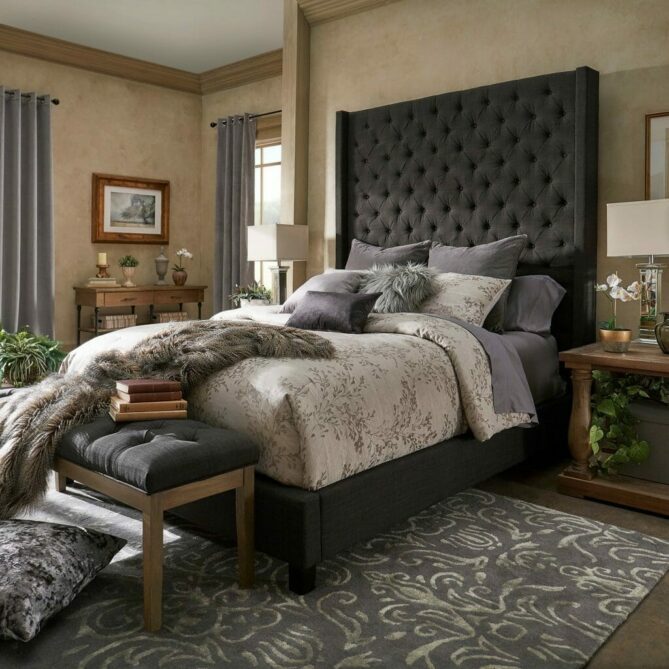 California Dreams Tall Chesterfield Wingback with optional Mattress-Ottoman Beds