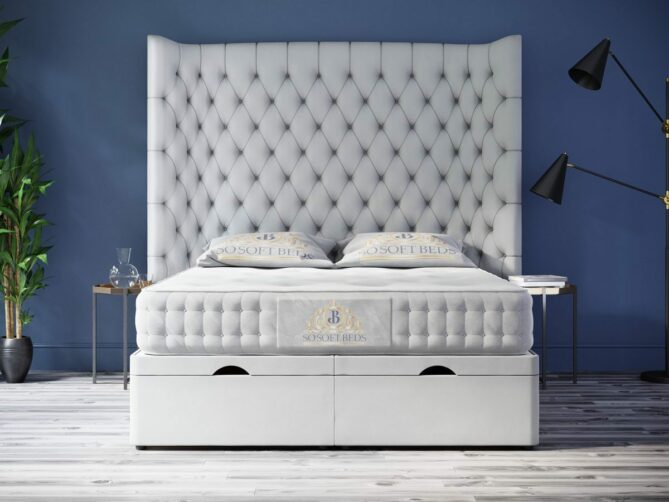 Tall Vegas Wingback Bed 60" or 54" Tall Chesterfield with optional Mattress