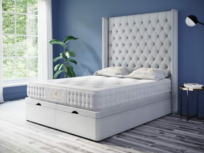 Queen Anne Bed 54" Wingback Chester Chained - Ottoman Beds 