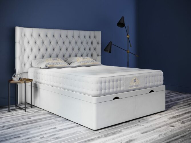 Tall Vegas Wingback Bed 60" or 54" Tall Chesterfield with optional Mattress
