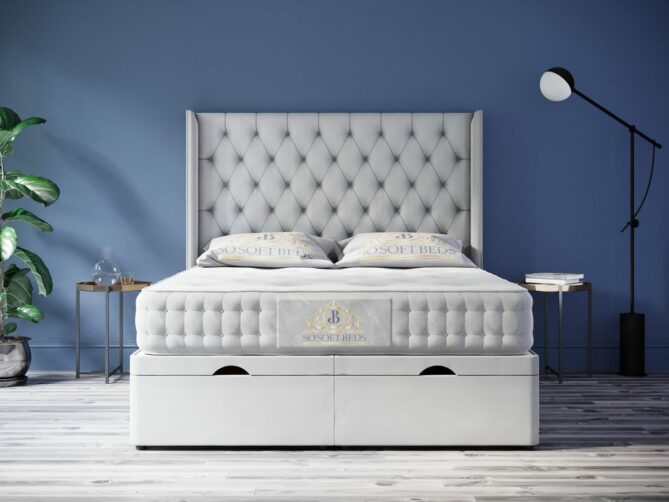 Queen Anne Bed 54" Wingback Chester Chained