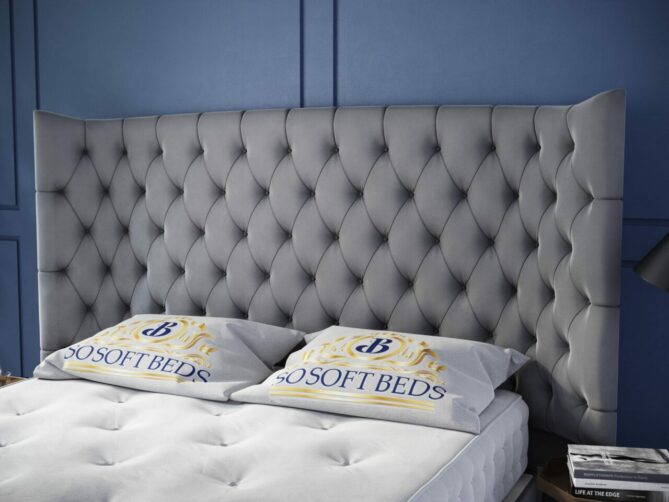 Tall Vegas Wingback Bed 60" or 54" Tall Chesterfield with optional Mattress