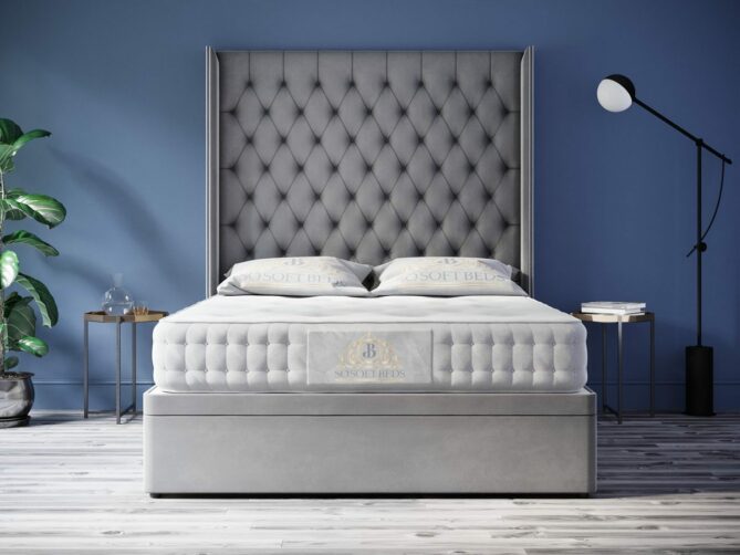 Queen Anne Bed 54" Wingback Chester Chained
