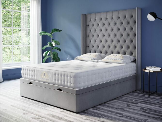 Queen Anne Bed 54" Wingback Chester Chained