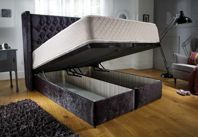End Opening Ottoman Queen Anne Bed-Frame - Ottoman Beds 