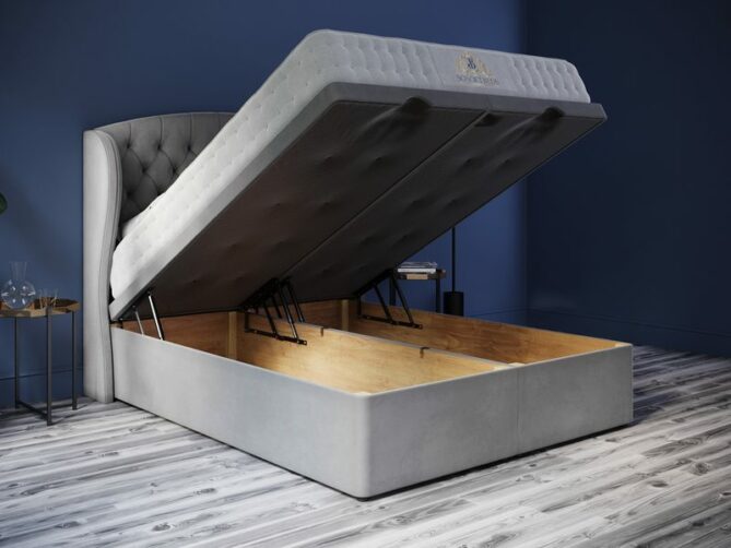 Safina Wingback Chesterfield Ottoman Bed | Ottoman Beds UK