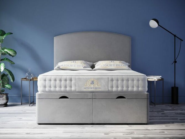 Safina Ottoman Bed Art Deco Headboard With Optional Mattress - Ottoman Beds 