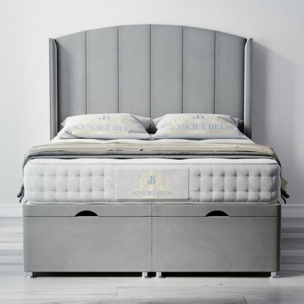 Deacon Wingback Ottoman Bed With Optional Mattress - Ottoman Beds 