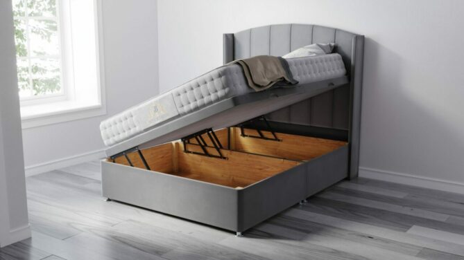 Deacon Wingback Ottoman Bed With Optional Mattress