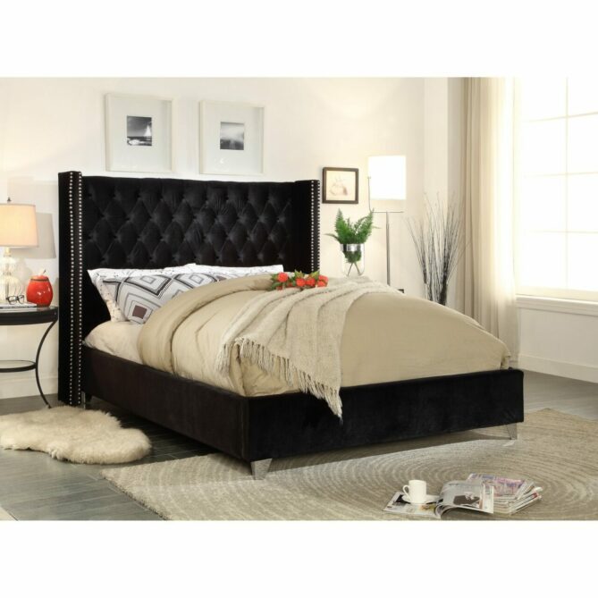 Tall Queen Anne Wingback Headboard 60" or 54" - Ottoman Beds 