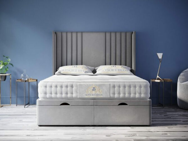 Wingback Moonlight Ottoman Bed Panel Headboard With Optional Mattress - Ottoman Beds 